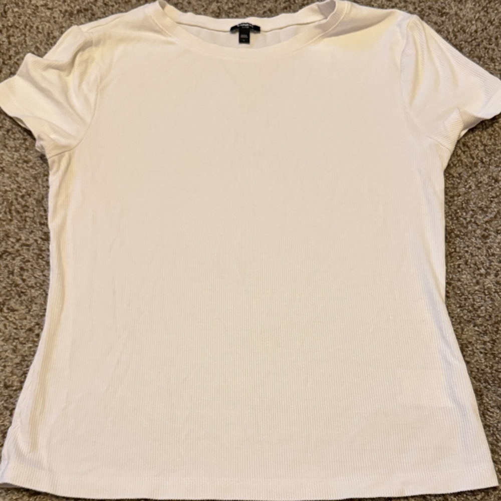 Express ribbed white tee